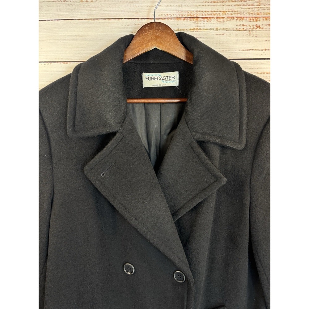 Vintage Pea Coat Forecaster of Boston Size L Black Wool Blend Double Breasted - Picture 3 of 14